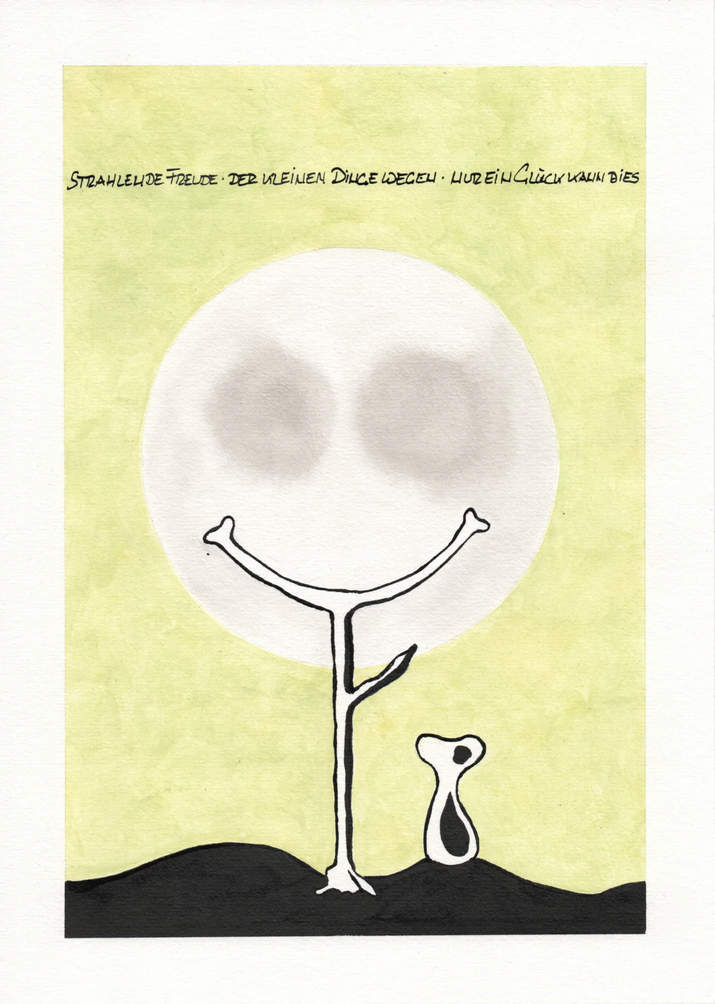 Tuschezeichnung mit Haiku