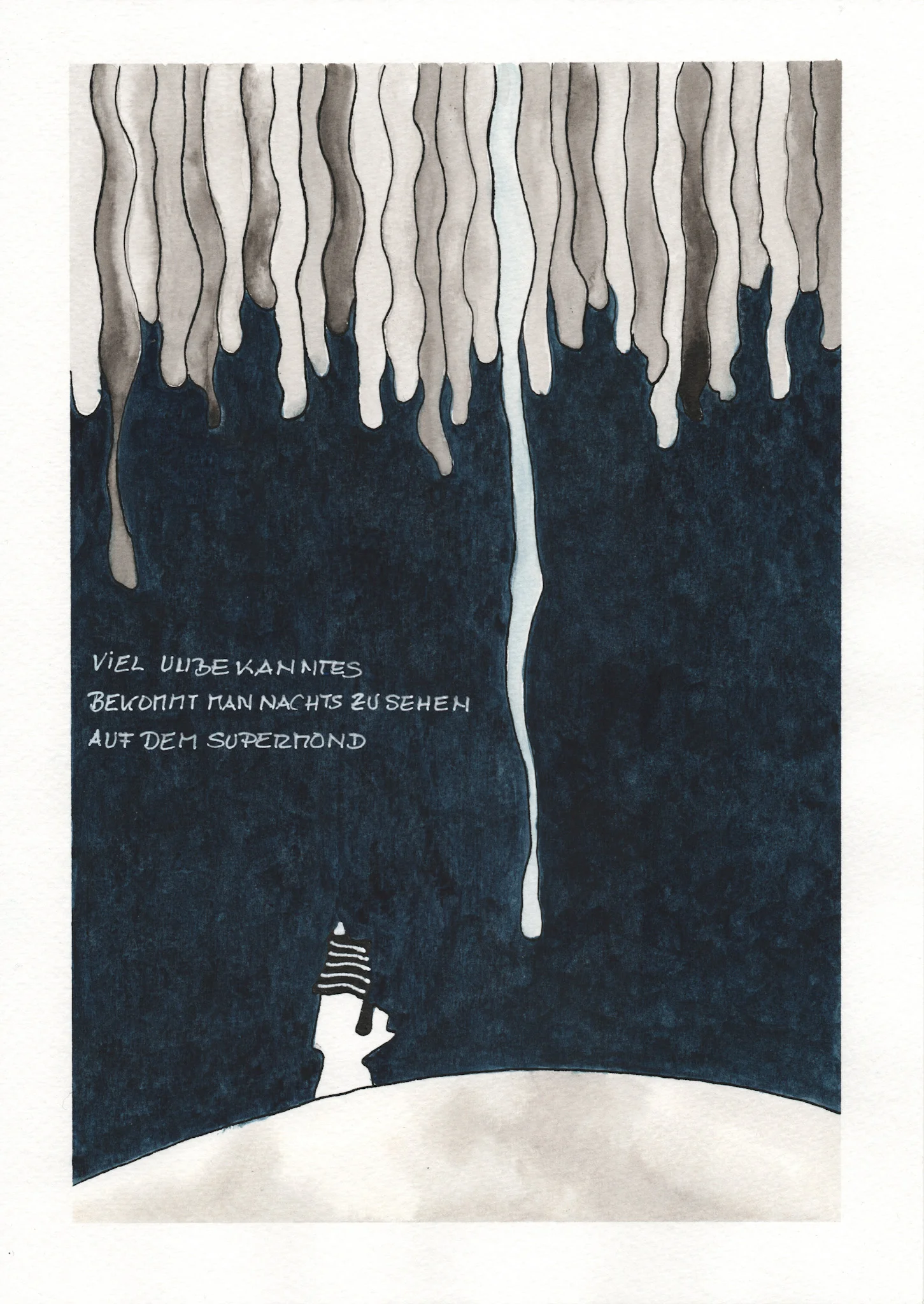 Tuschezeichnung mit Haiku