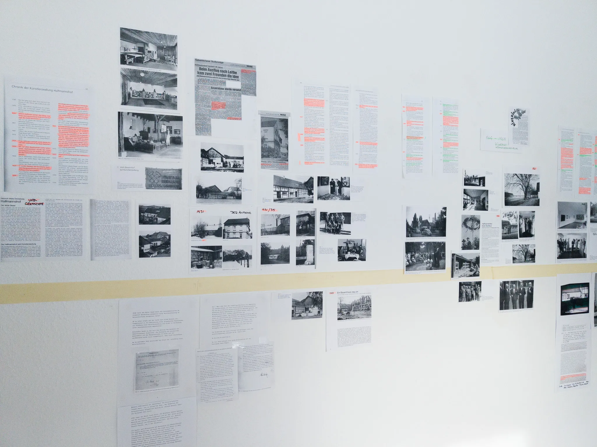 View of research results timeline on the wall