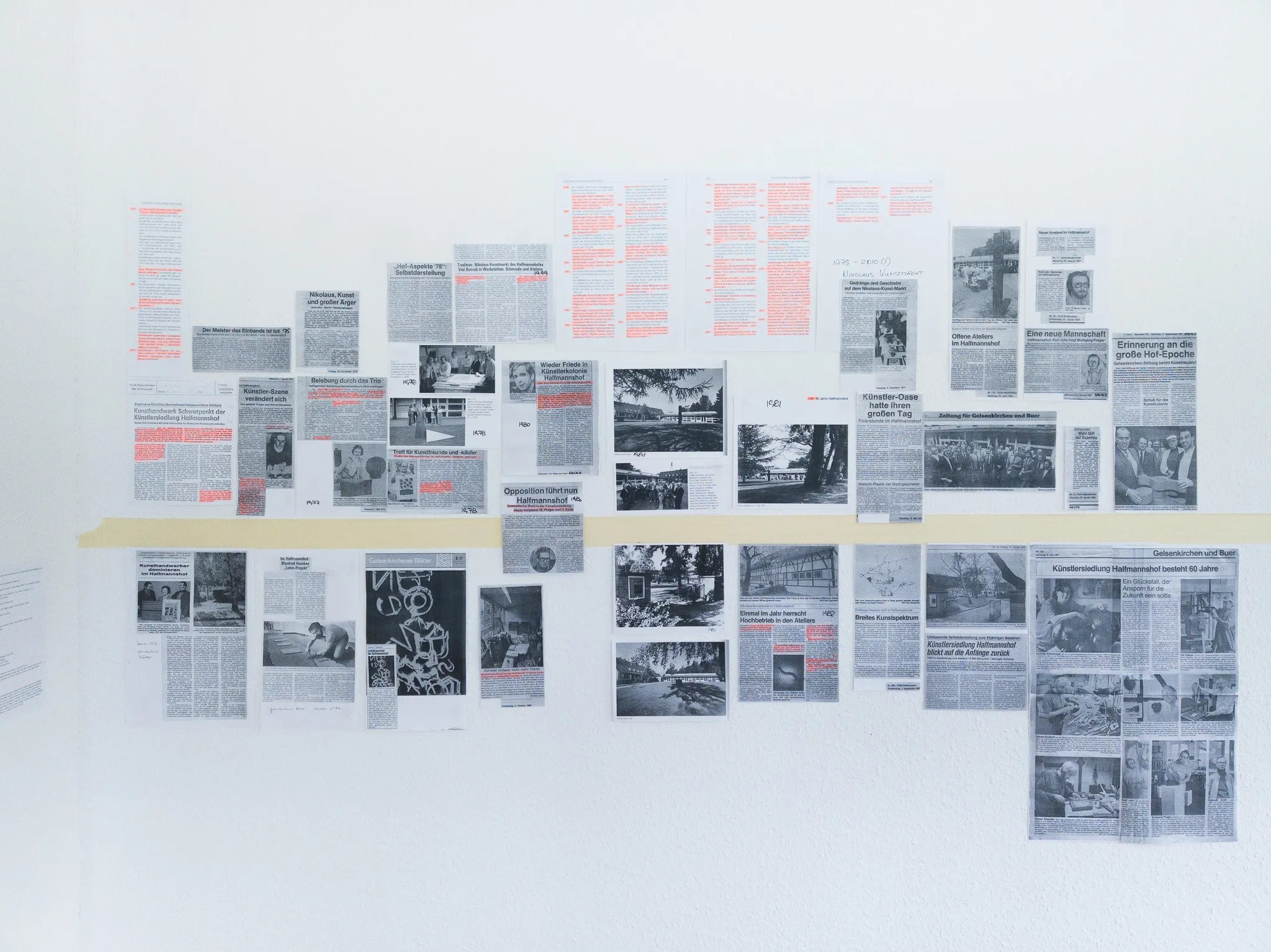 View of research results timeline on the wall